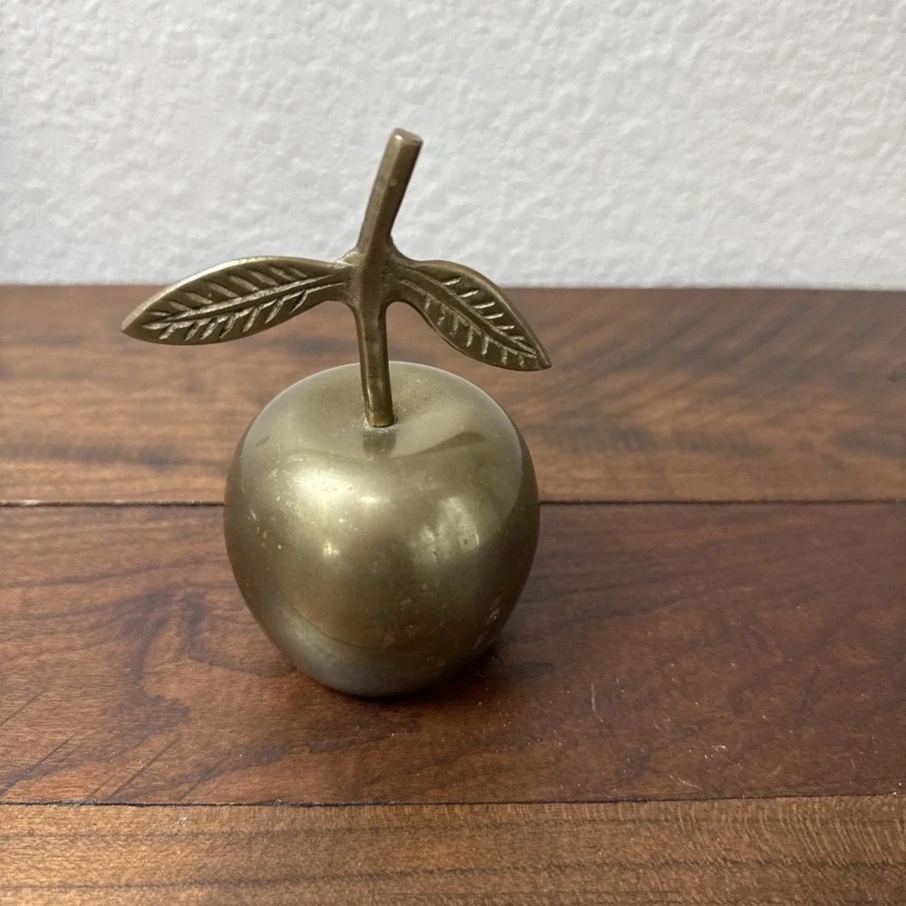 Vintage Brass Apple Bell with Nice Patina and Ring Tone
